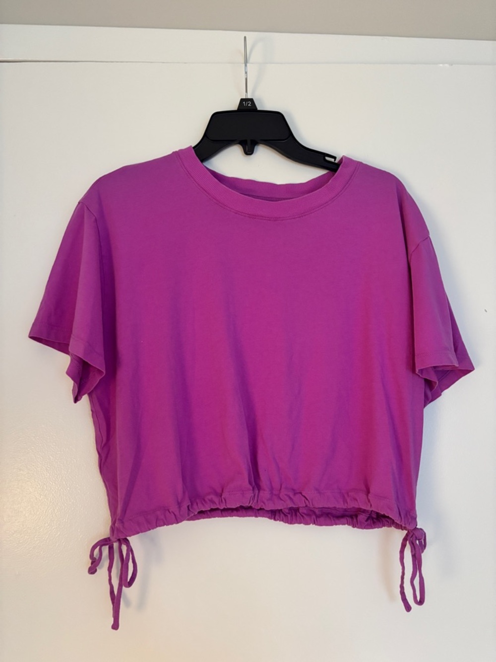 LOFT Lou & Grey Magenta Oversized Tie String Cropped Tee